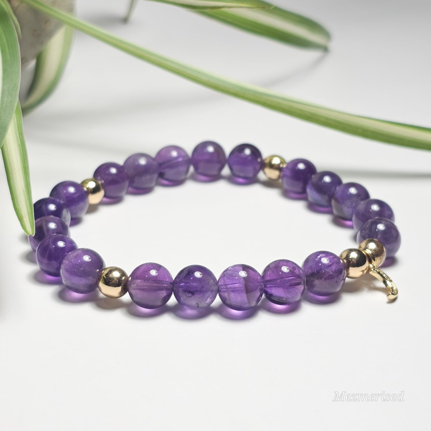 8mm Amethyst Bracelet | Gold or Silver