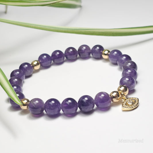 8mm Amethyst Bracelet | Gold or Silver