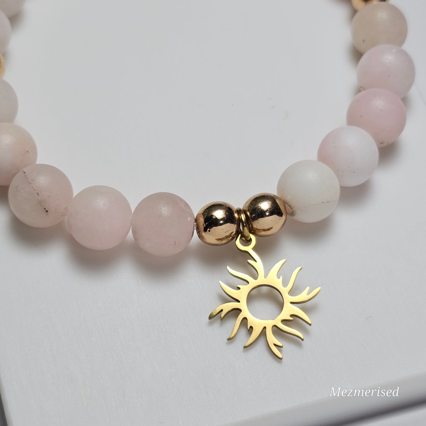 8mm Plum Blossom Jasper Bracelet | Gold or Silver (Matte)
