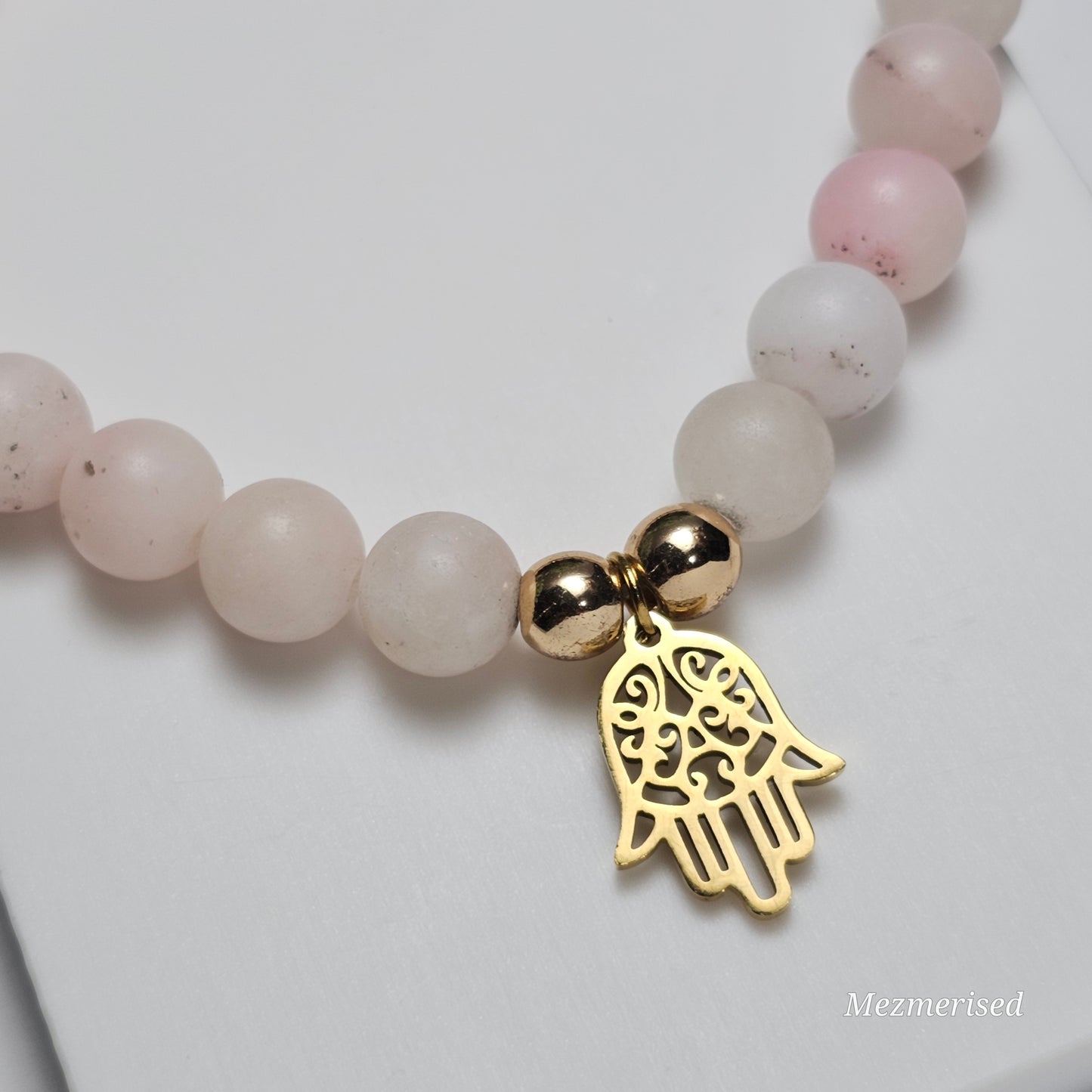 8mm Plum Blossom Jasper Bracelet | Gold or Silver (Matte)