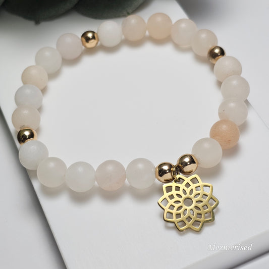 8mm Frost Pink Aventurine Bracelet | Gold or Silver