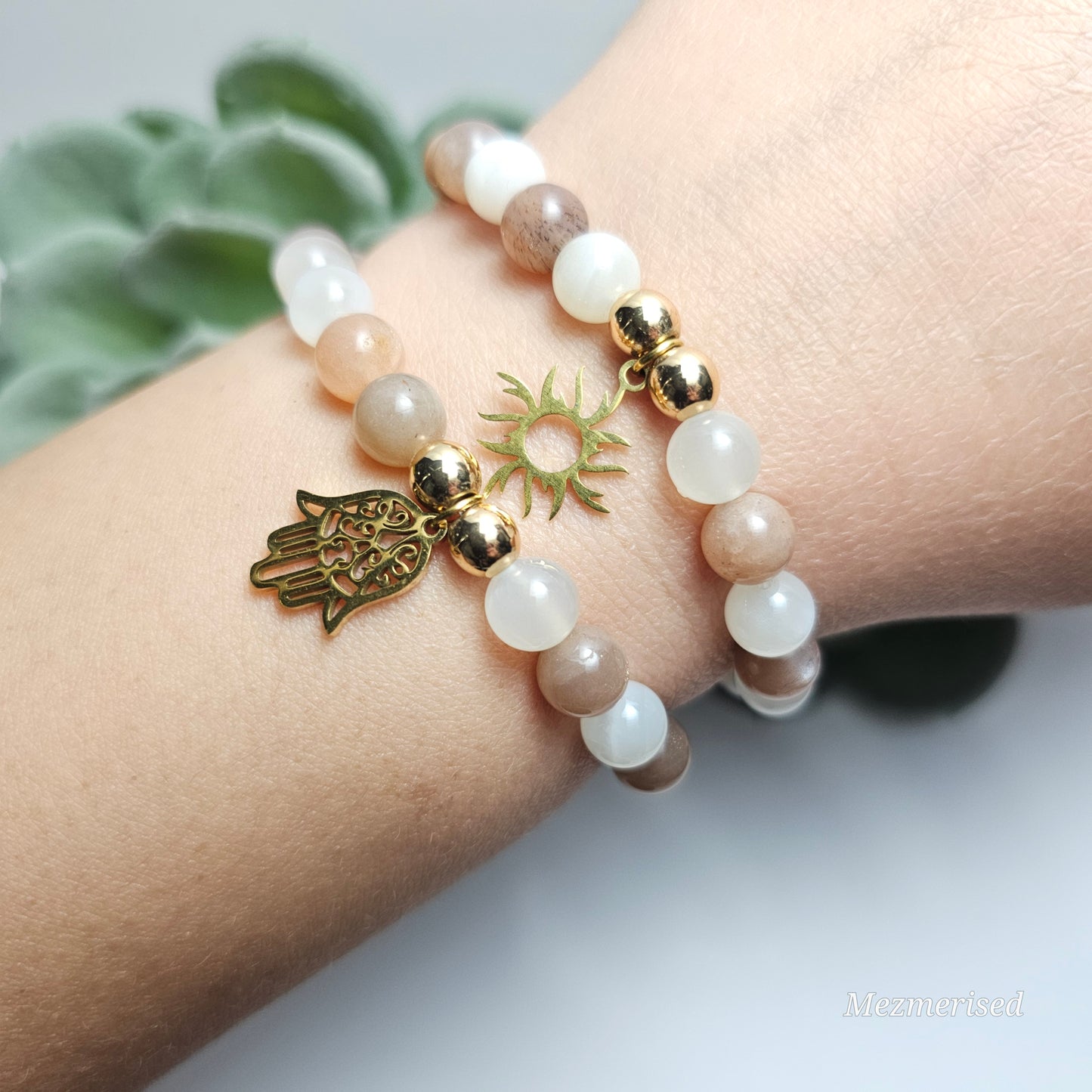8mm Mixed Moonstone Bracelet | Gold or Silver