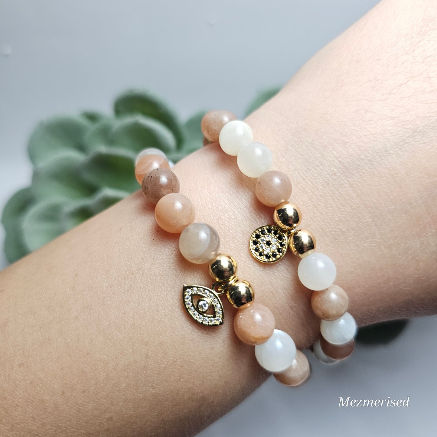 8mm Mixed Moonstone Bracelet | Gold or Silver