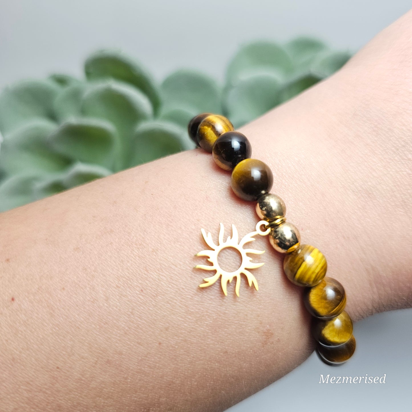 8mm A Grade Tigers Eye Bracelet | Gold or Silver