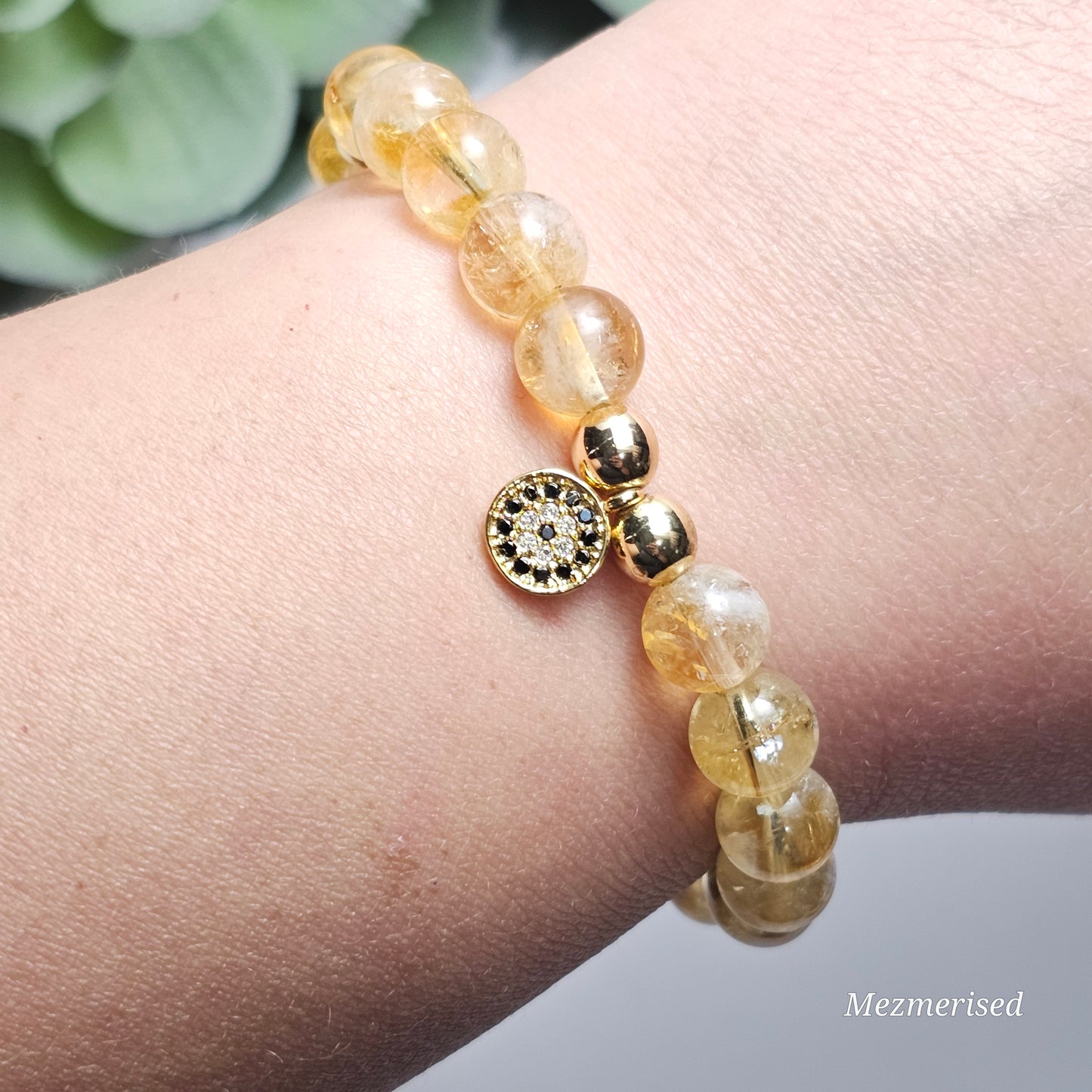 8mm Citrine Bracelet | Gold or Silver (Treated)