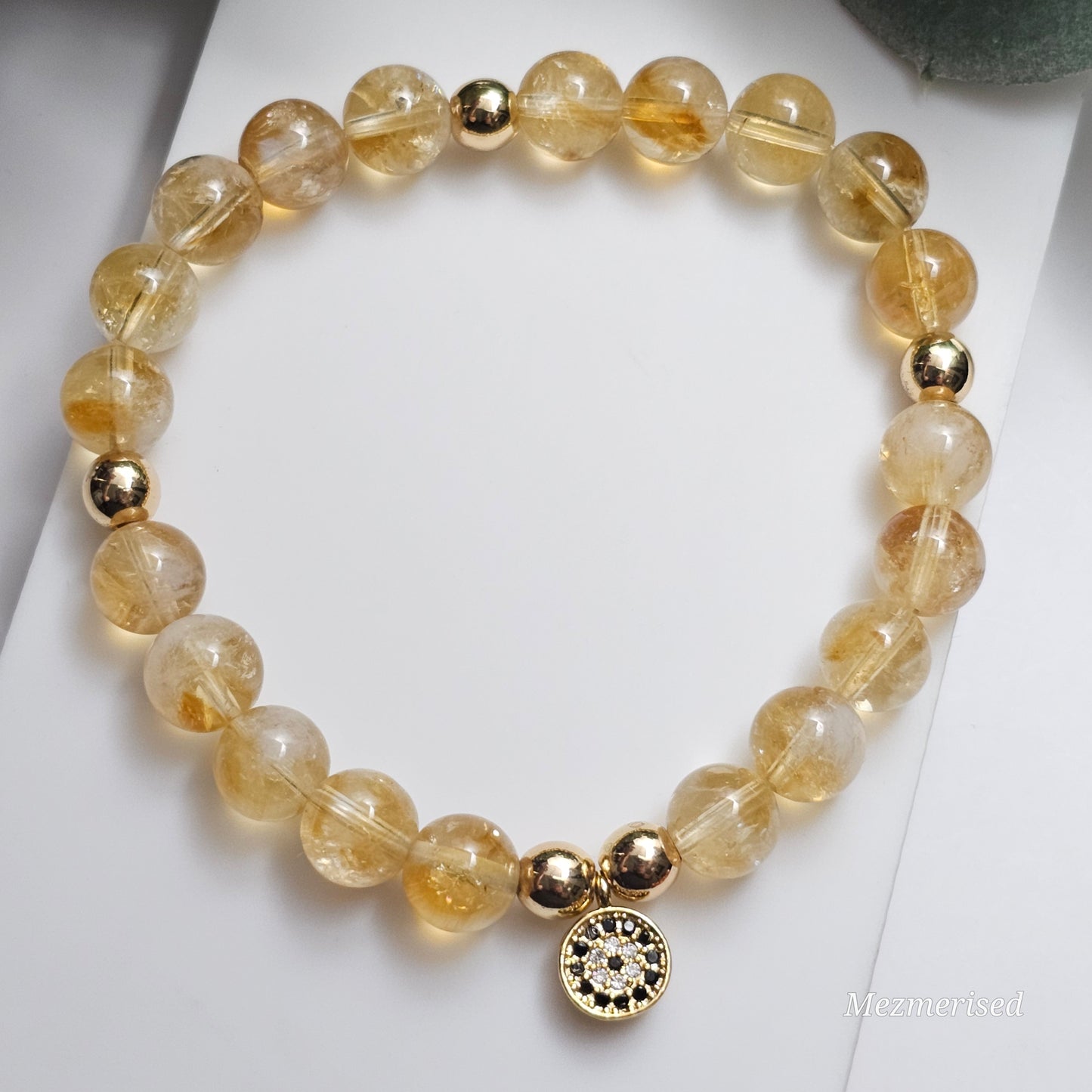 8mm Citrine Bracelet | Gold or Silver (Treated)