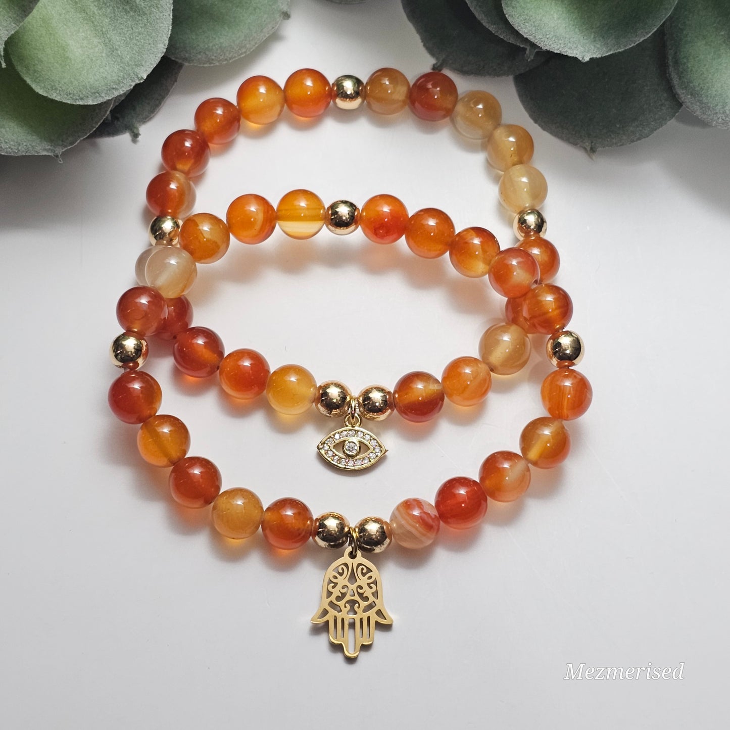 8mm Carnelian Bracelet | Gold or Silver