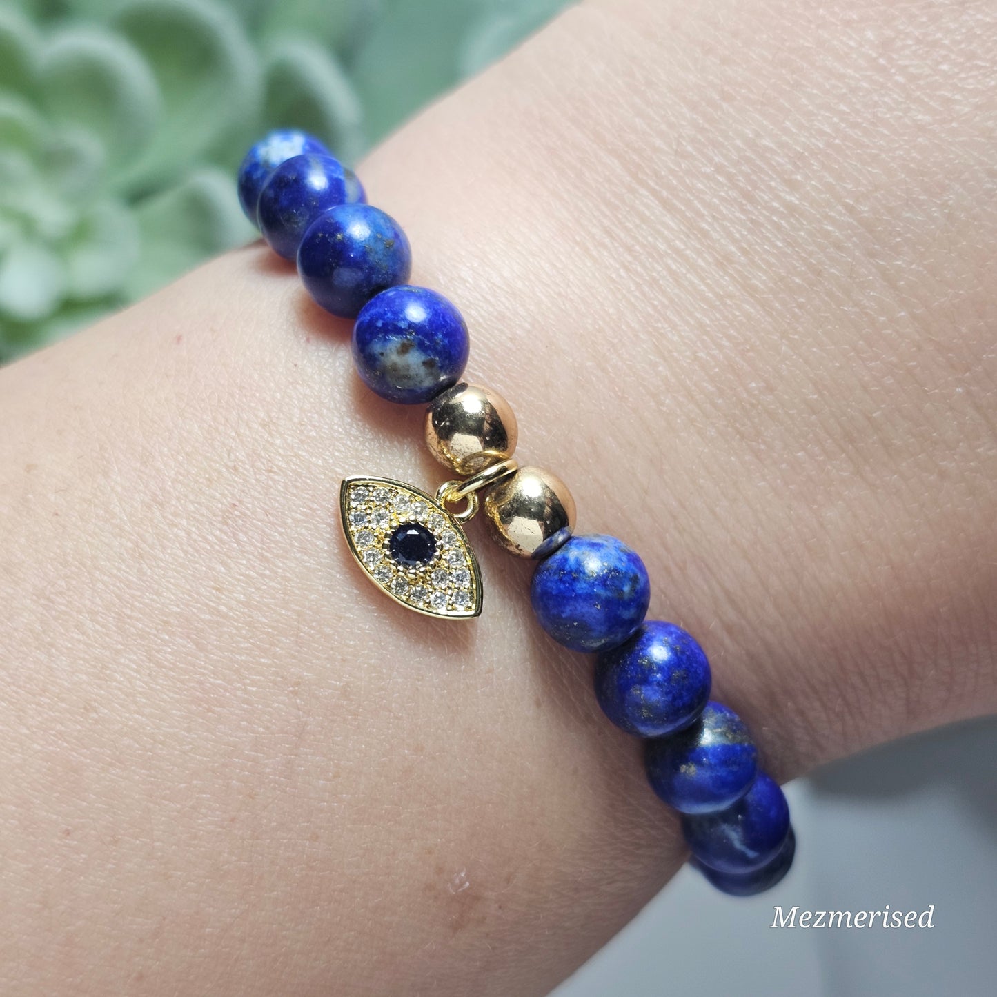 8mm A Grade Lapis Lazuli Bracelet | Gold or Silver