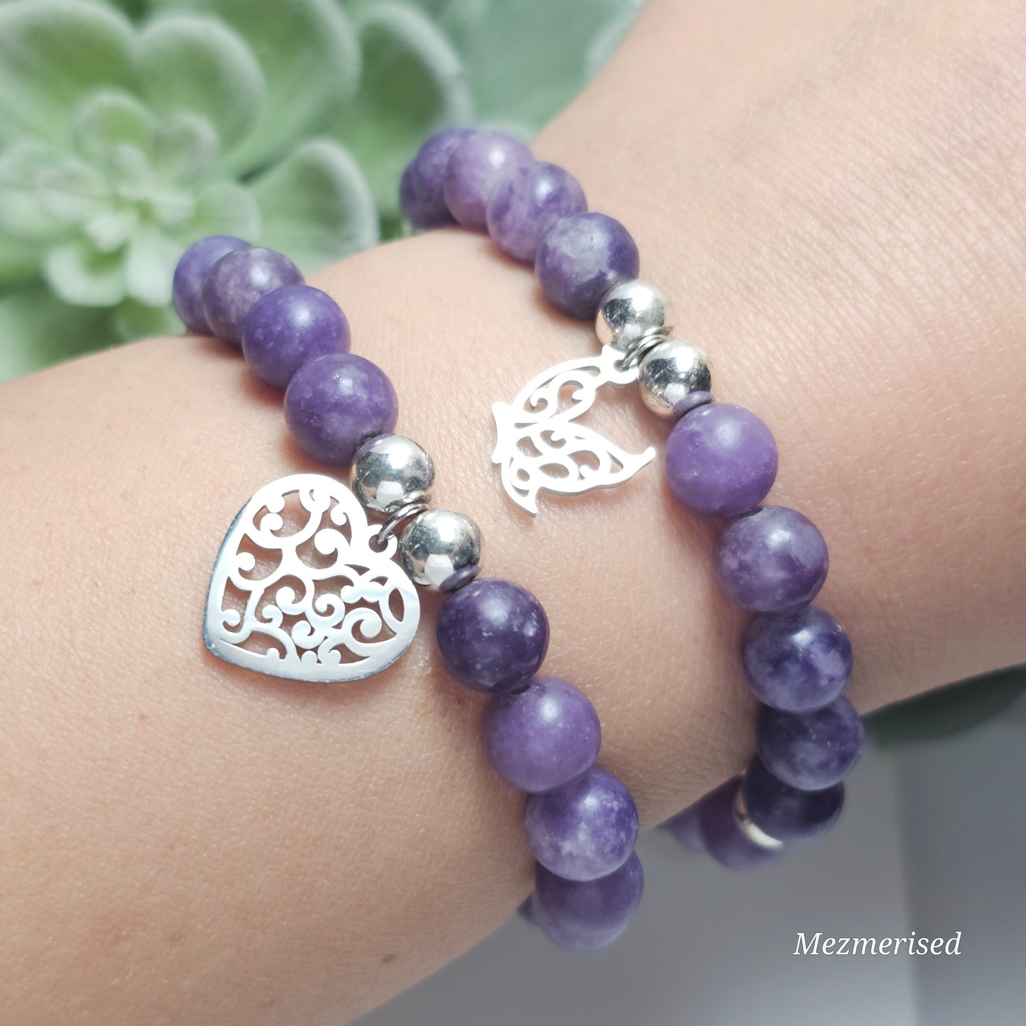 8mm Lepidolite Bracelet | Gold or Silver