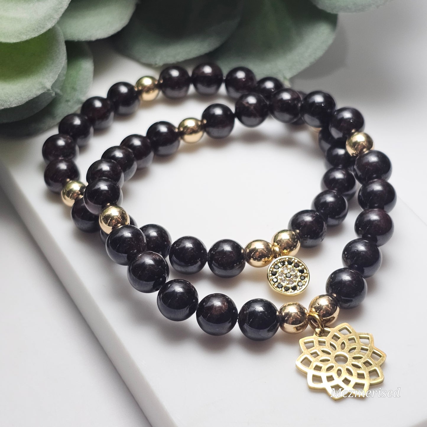 8mm Garnet Bracelet | Gold or Silver