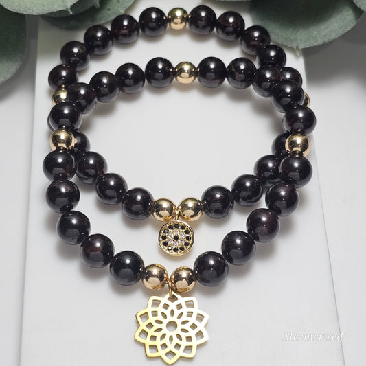 8mm Garnet Bracelet | Gold or Silver