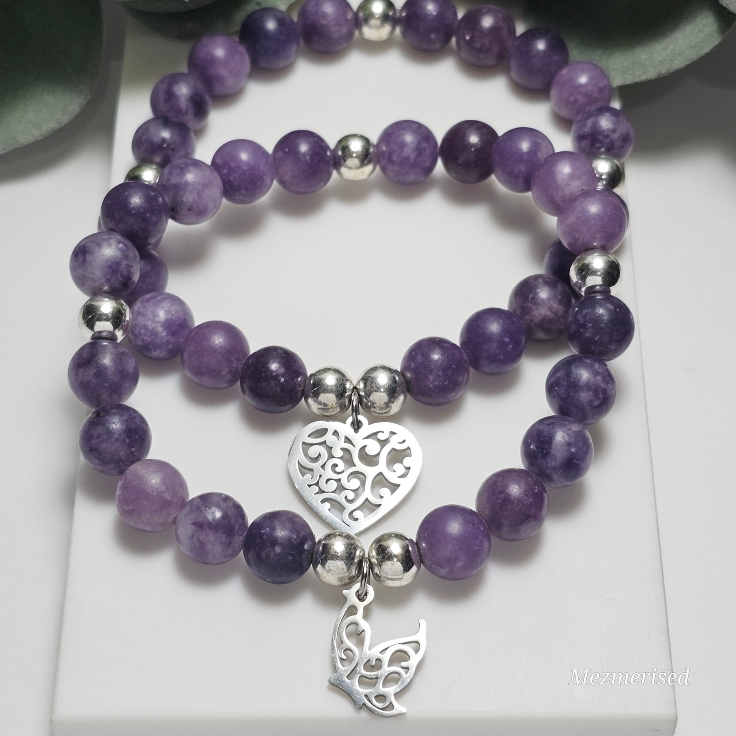 8mm Lepidolite Bracelet | Gold or Silver