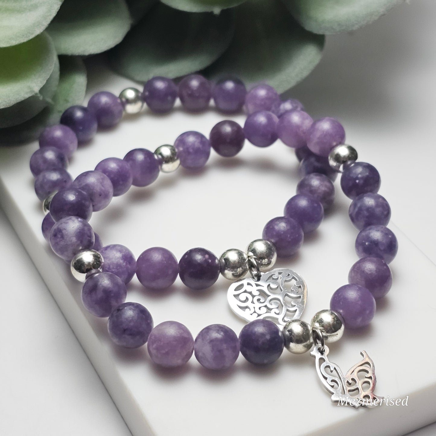 8mm Lepidolite Bracelet | Gold or Silver