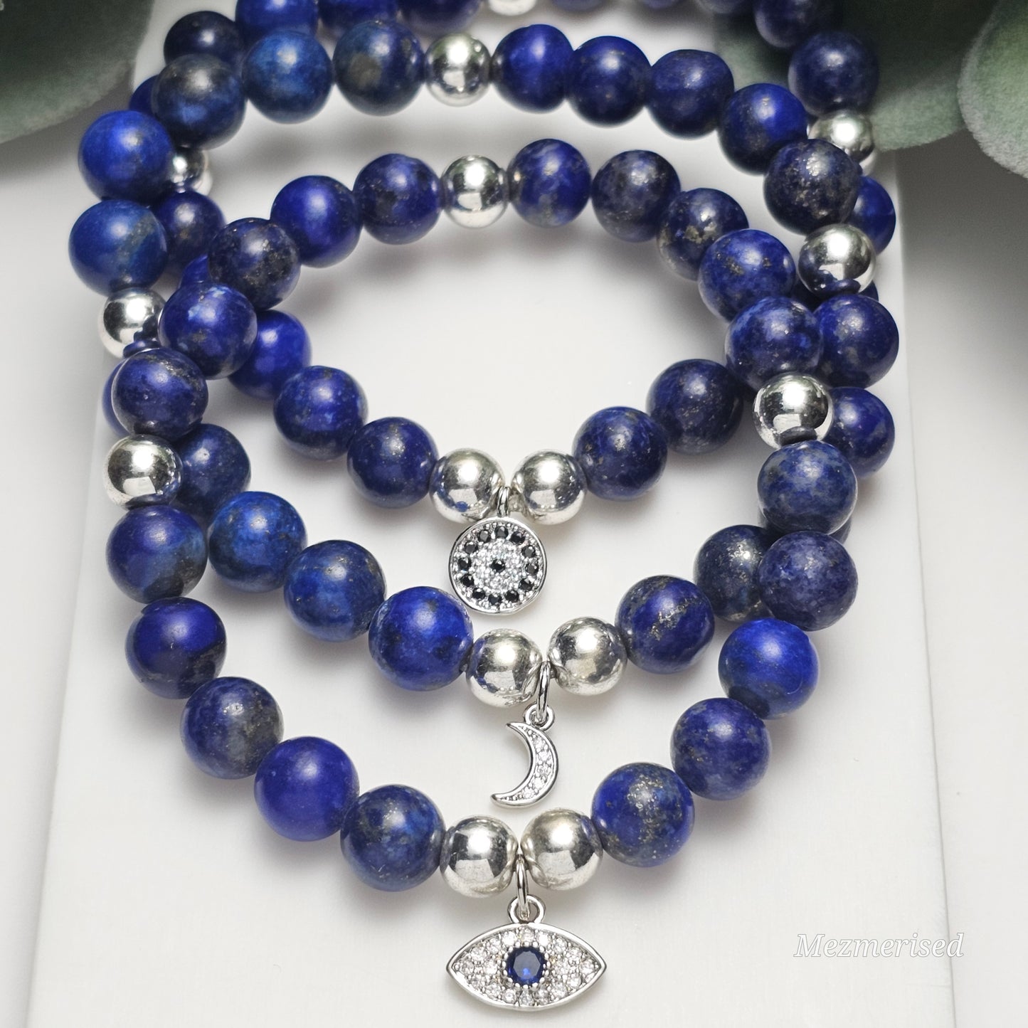 8mm A Grade Lapis Lazuli Bracelet | Gold or Silver