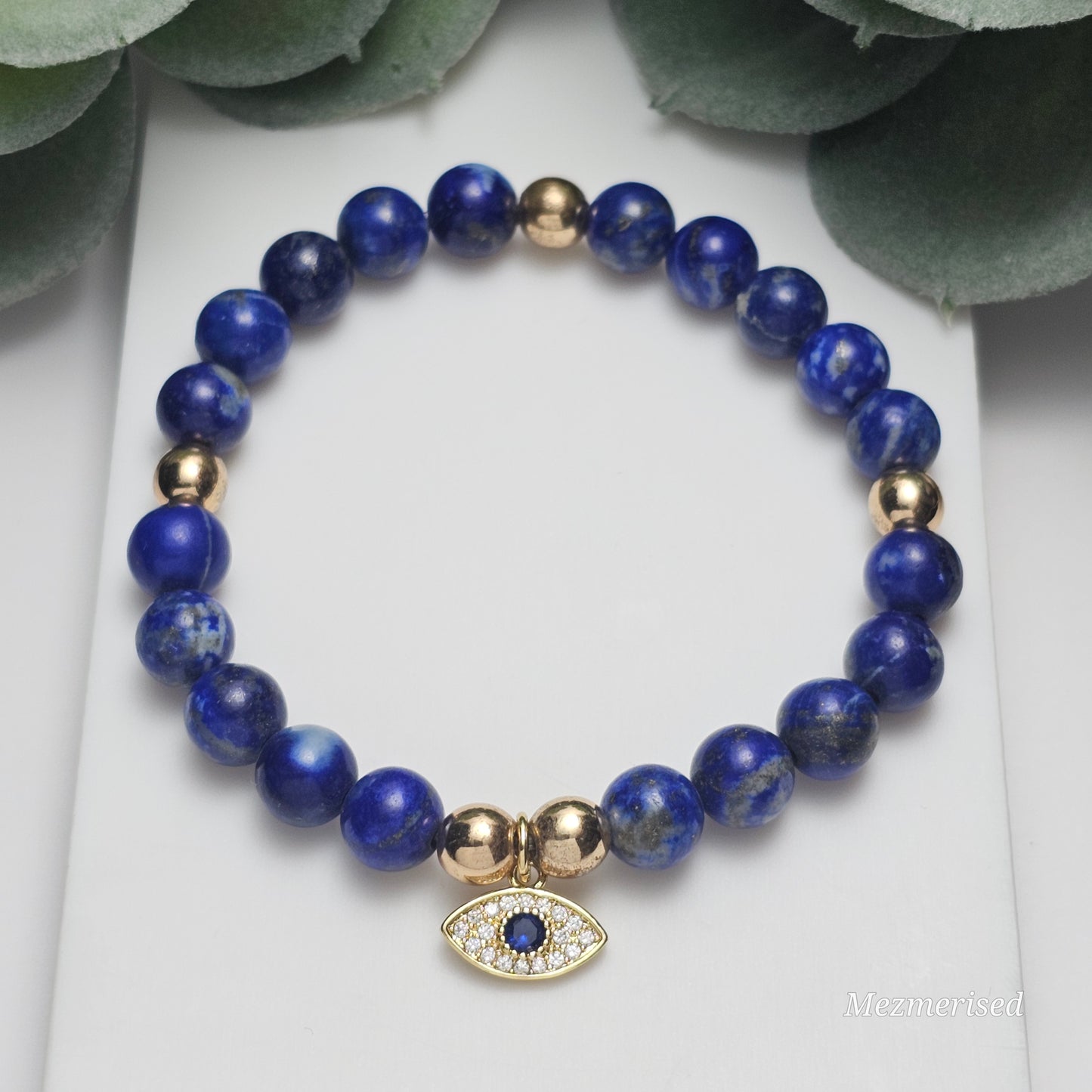 8mm A Grade Lapis Lazuli Bracelet | Gold or Silver