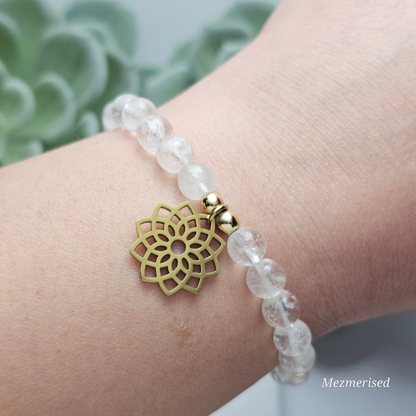 6mm A Grade Clear Quartz Bracelet | Gold or Silver