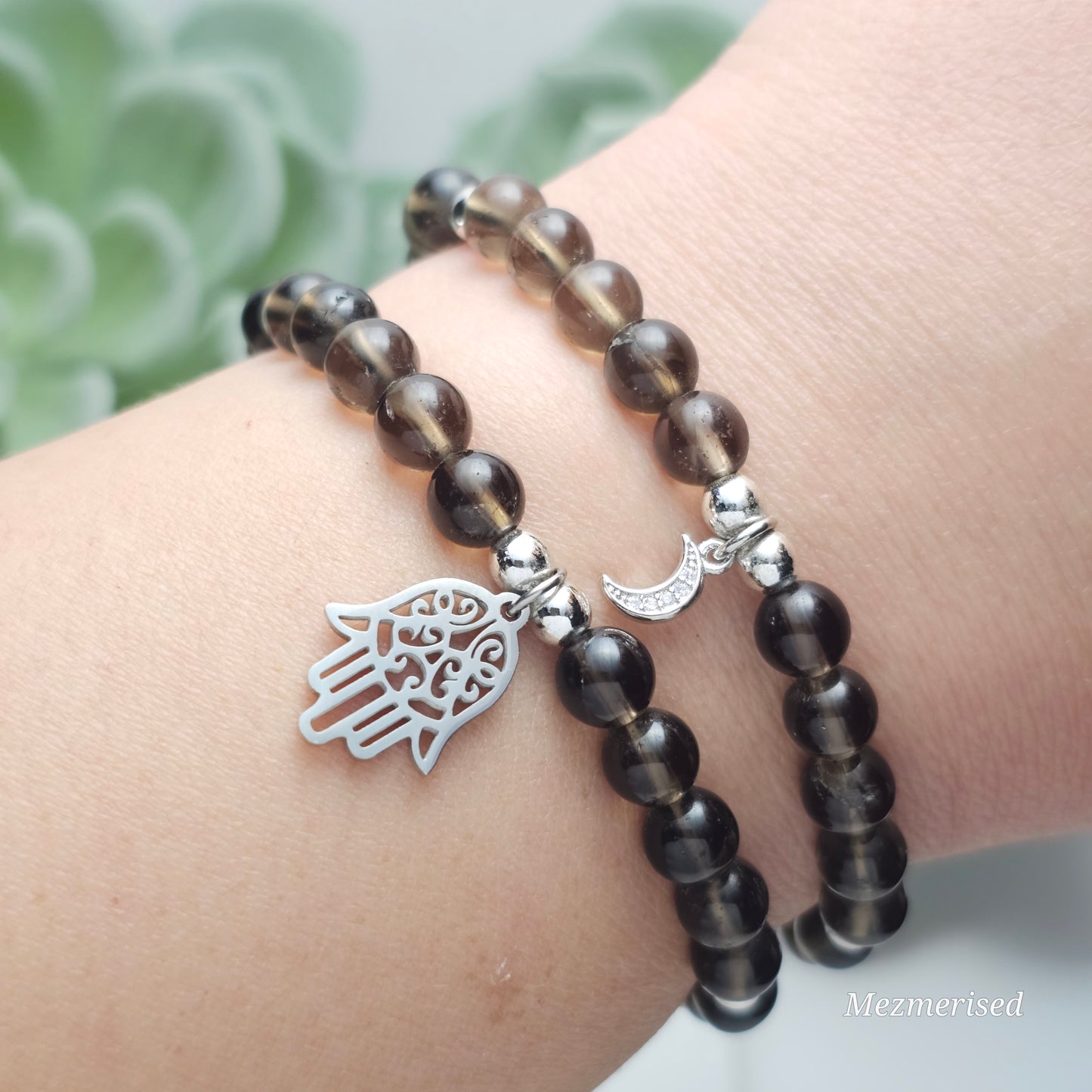 6mm Smoky Quartz Bracelet | Gold or Silver