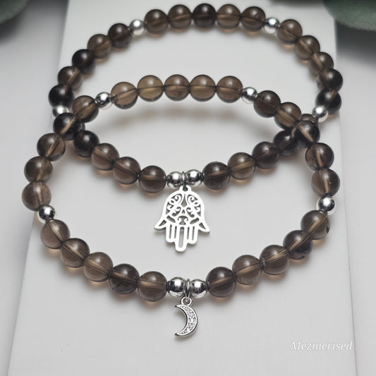 6mm Smoky Quartz Bracelet | Gold or Silver