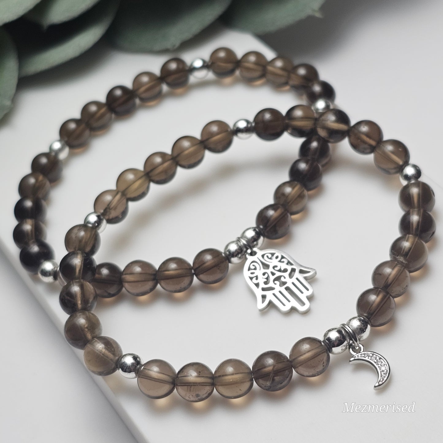 6mm Smoky Quartz Bracelet | Gold or Silver