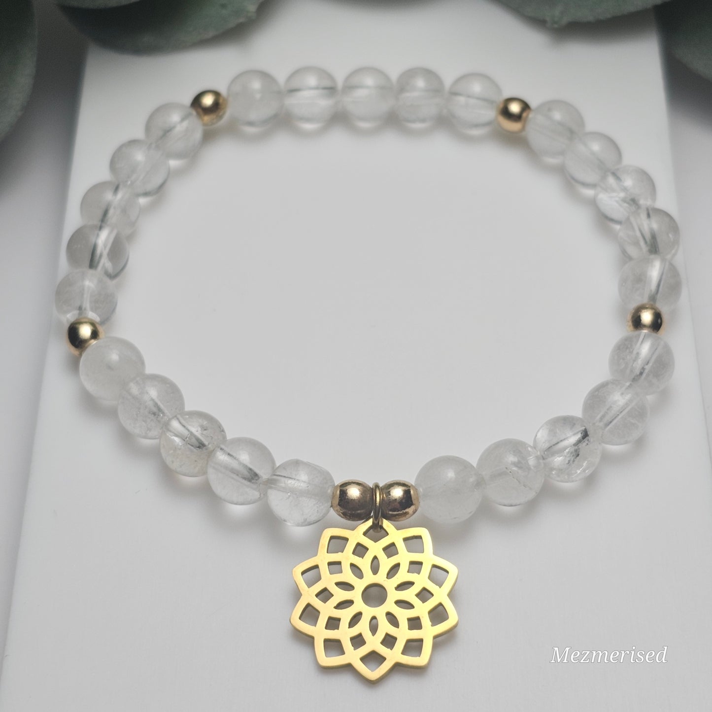 6mm A Grade Clear Quartz Bracelet | Gold or Silver