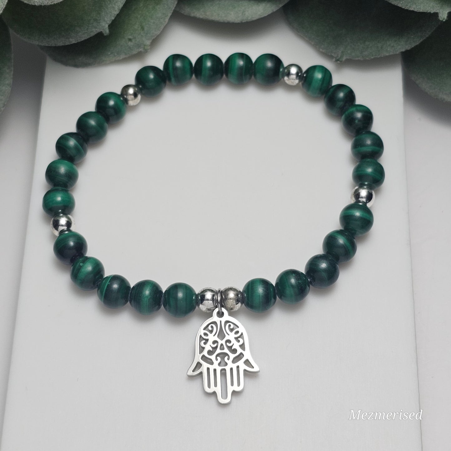 6mm A Grade Malachite Bracelet | Gold or Silver