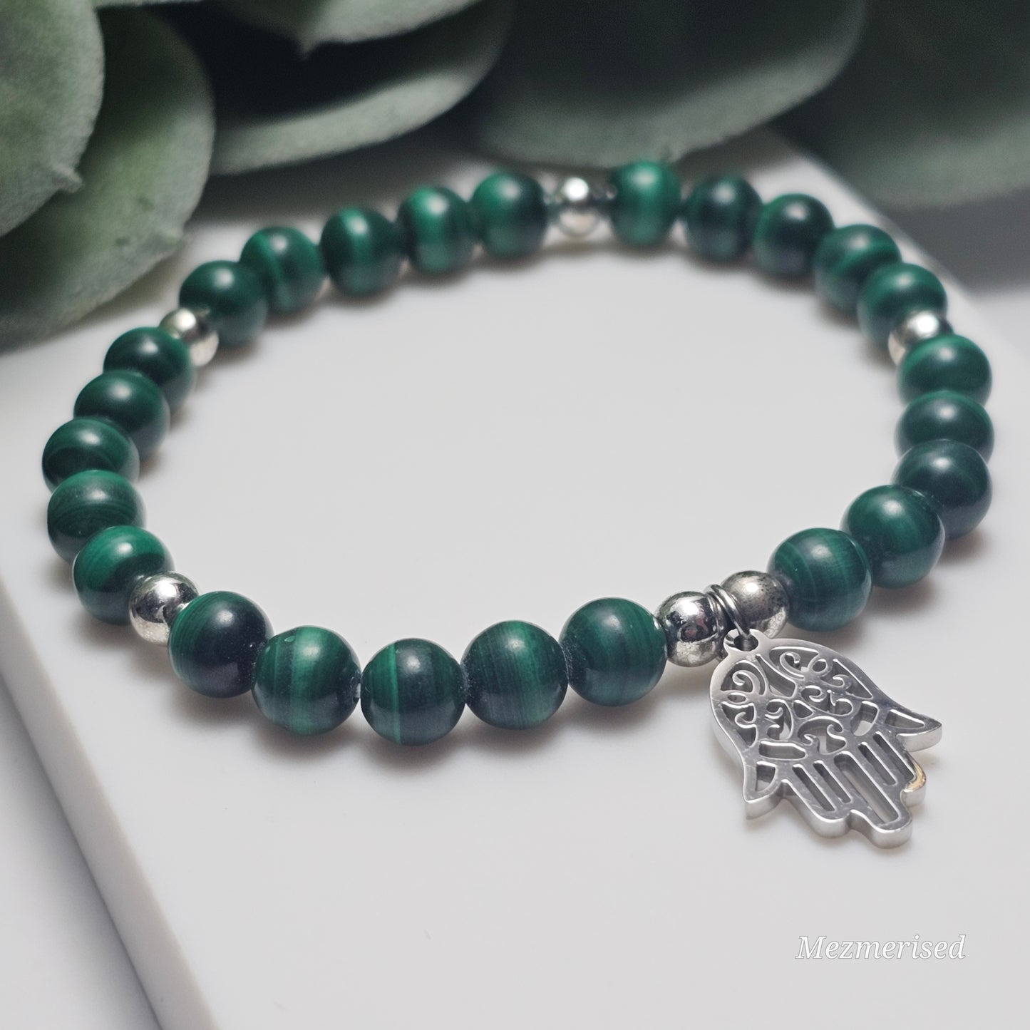 6mm A Grade Malachite Bracelet | Gold or Silver
