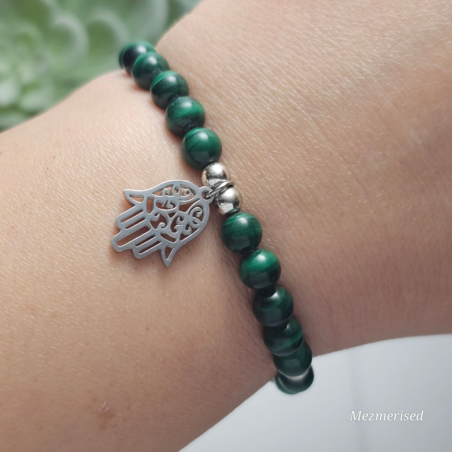6mm A Grade Malachite Bracelet | Gold or Silver