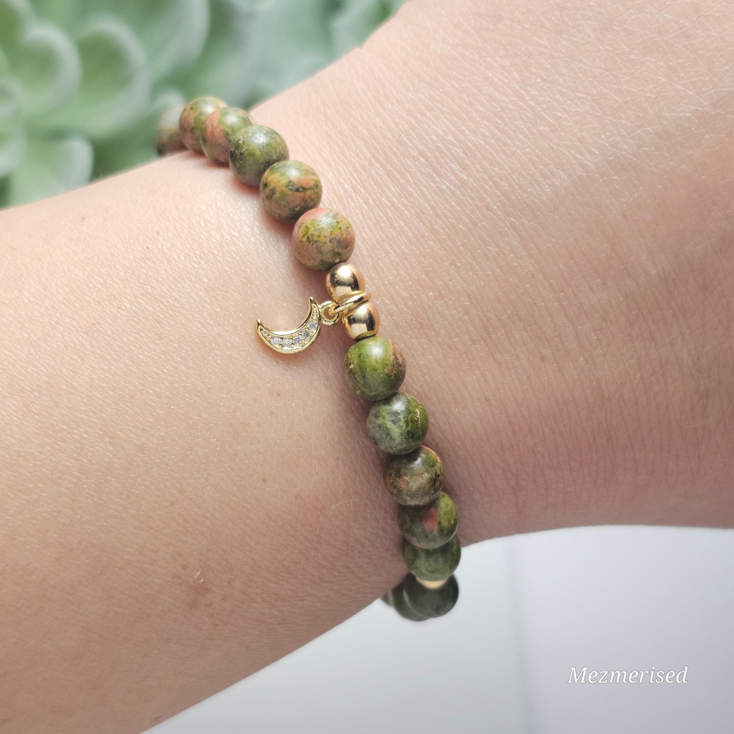 6mm Unakite Bracelet | Gold or Silver