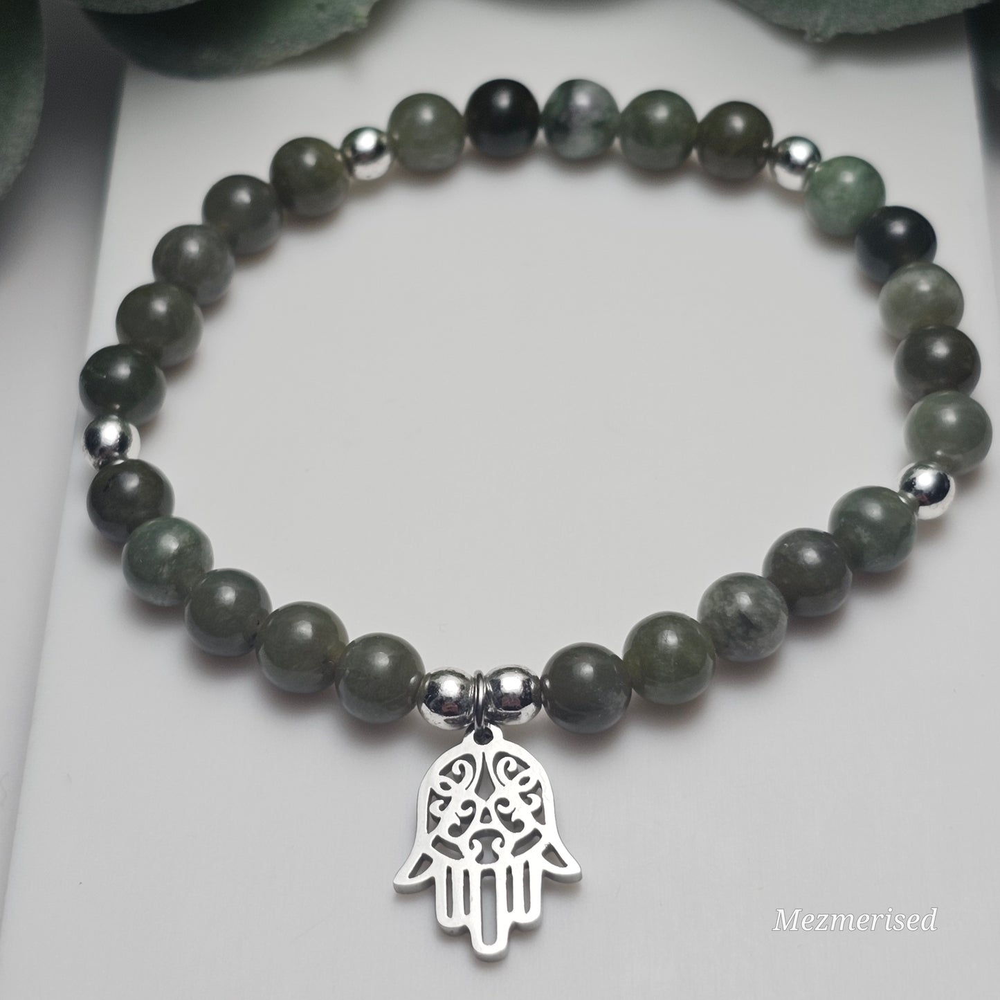 6mm Xiuyan Jade Bracelet | Gold or Silver
