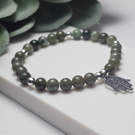 6mm Xiuyan Jade Bracelet | Gold or Silver