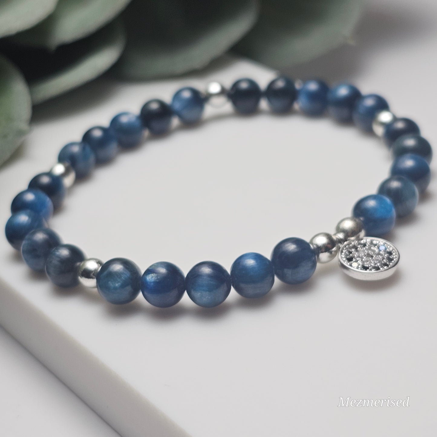 6mm AA Grade Kyanite Bracelet | Gold or Silver