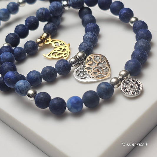 6mm Lapis Lazuli Bracelet | Gold or Silver (Matte, Dyed)