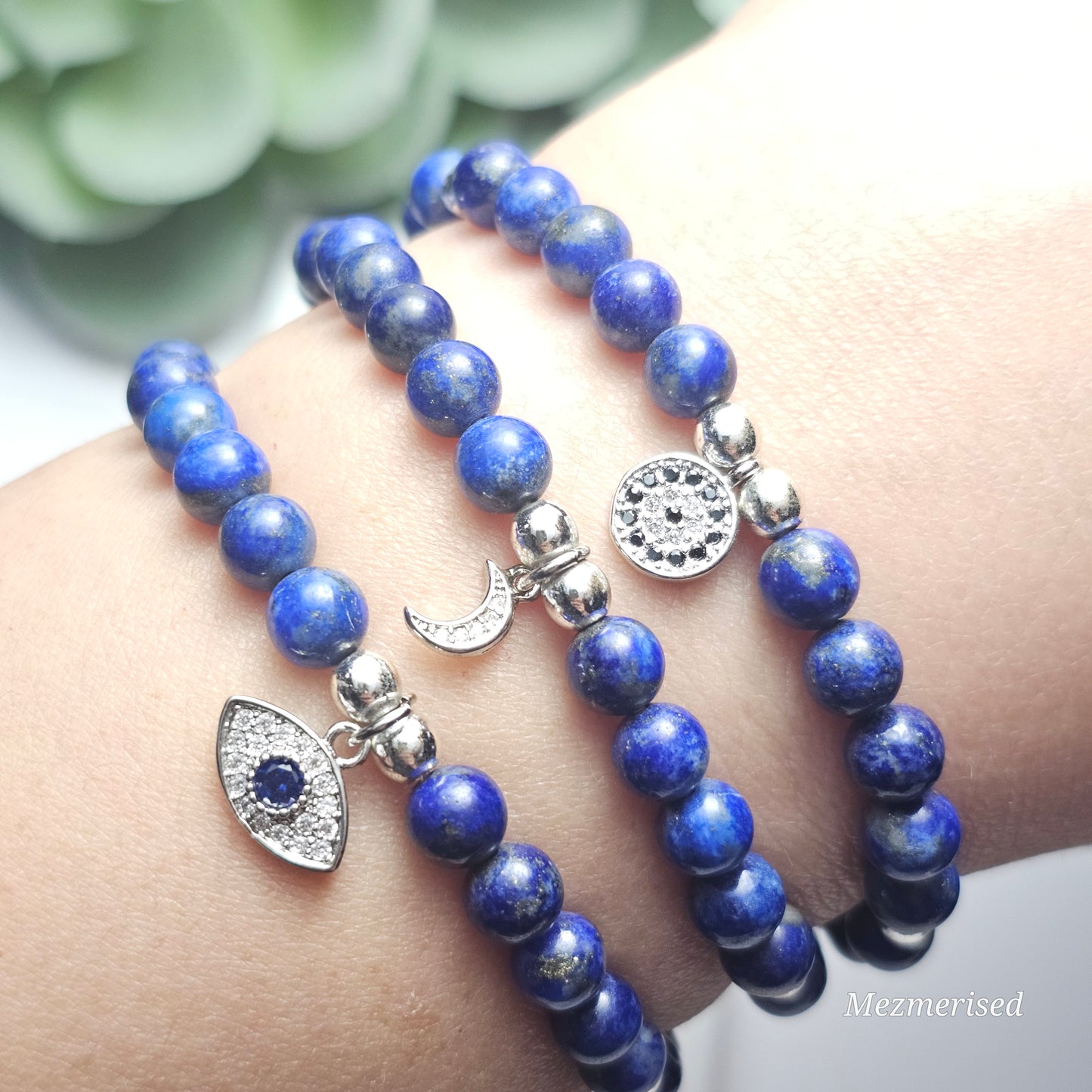 6mm A Grade Lapis Lazuli Bracelet | Gold or Silver