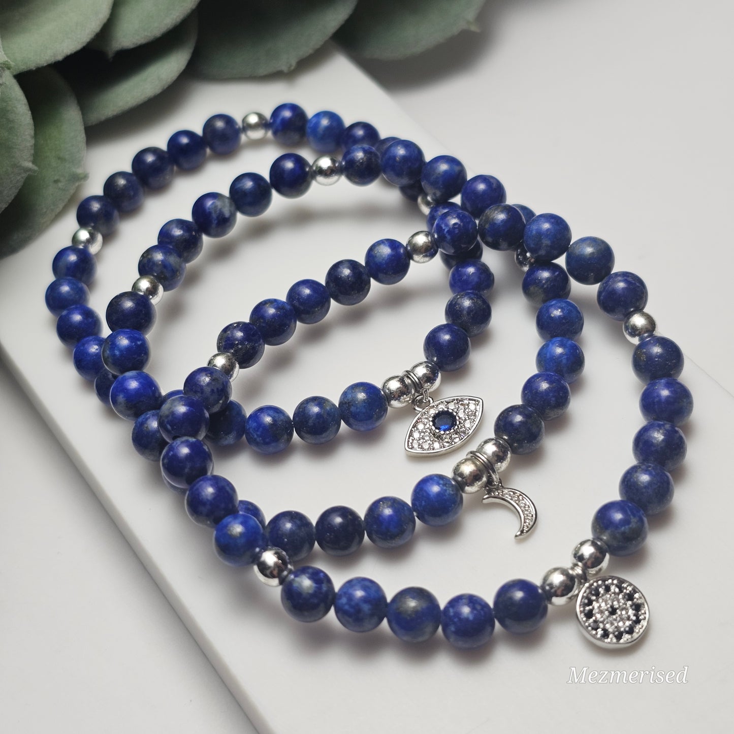 6mm A Grade Lapis Lazuli Bracelet | Gold or Silver