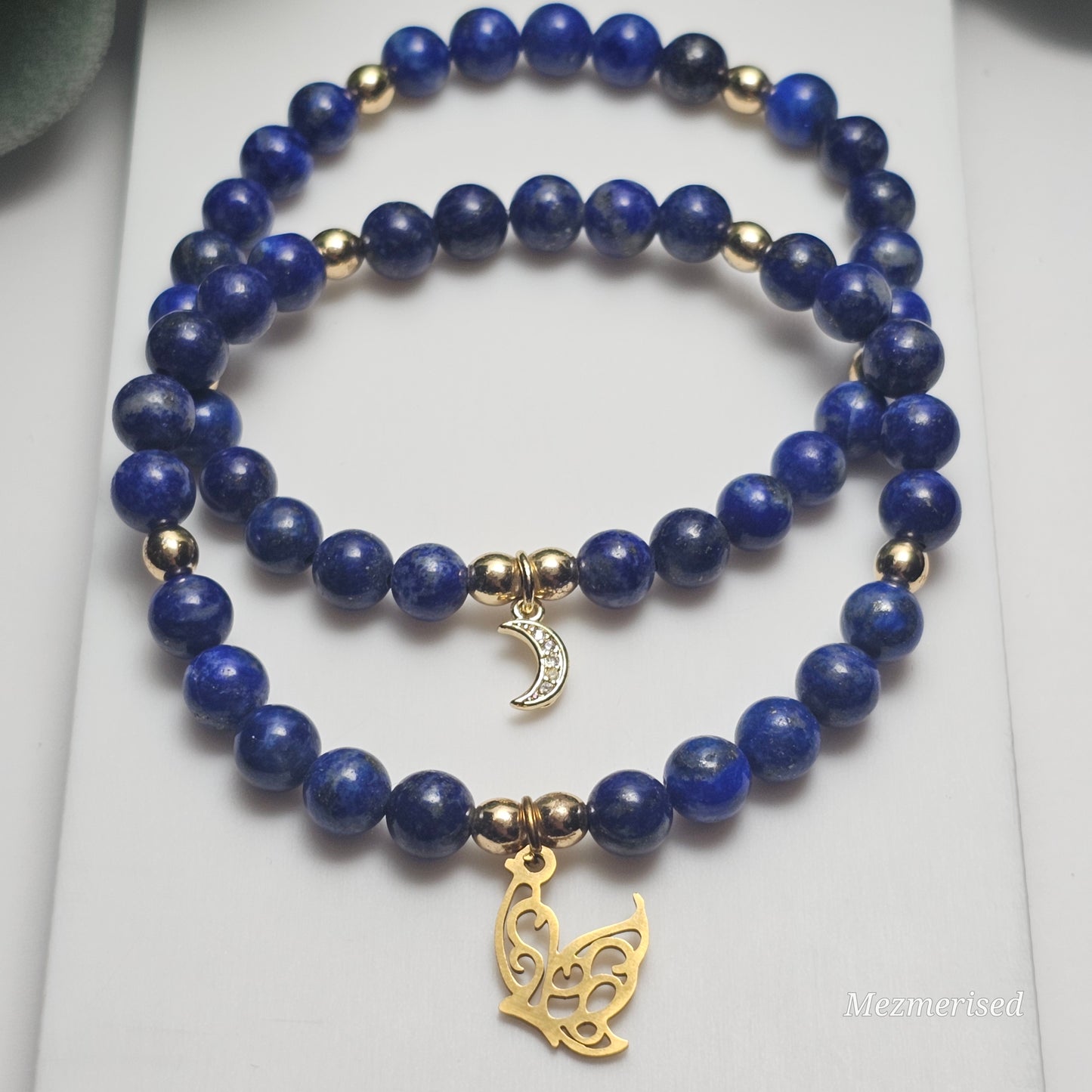 6mm A Grade Lapis Lazuli Bracelet | Gold or Silver