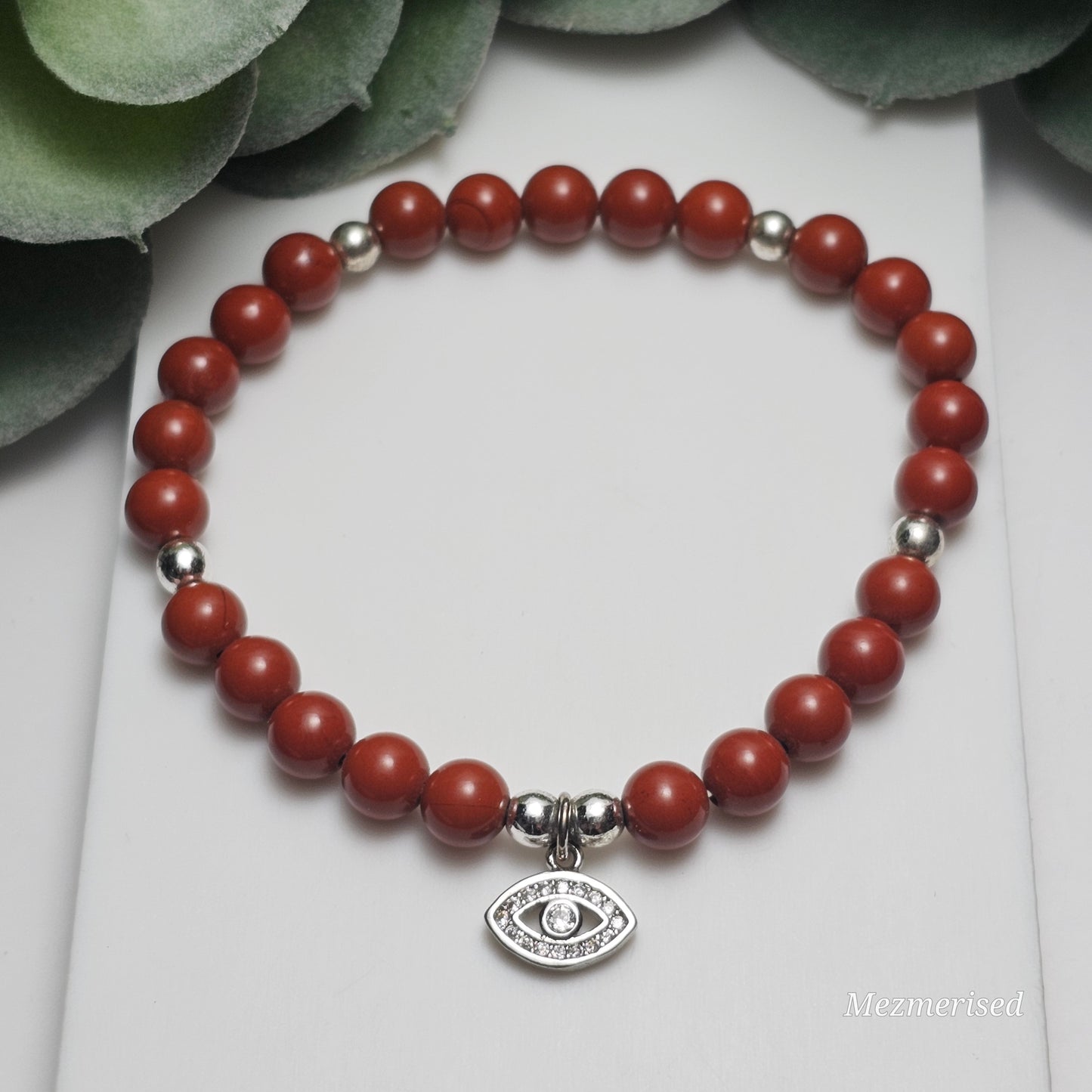 6mm A Grade Red Jasper Bracelet | Gold or Silver