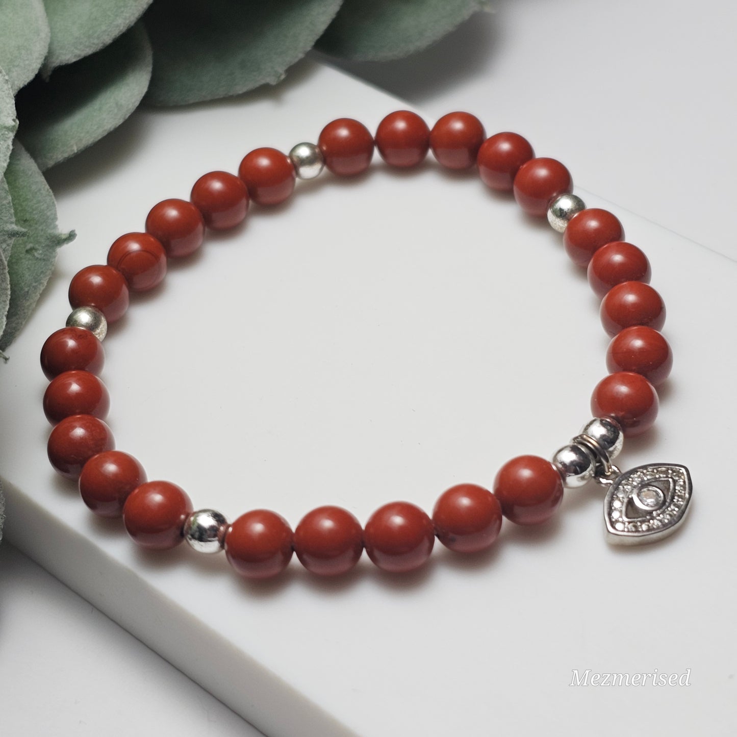 6mm A Grade Red Jasper Bracelet | Gold or Silver