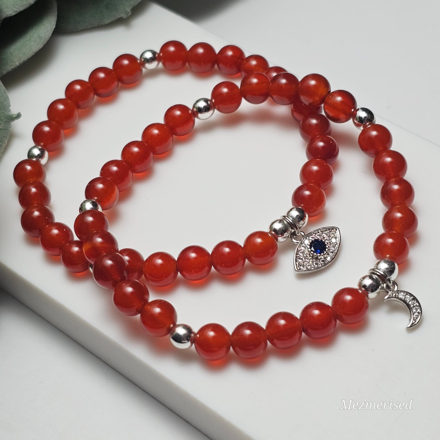 6mm A Grade Carnelian Bracelet | Gold or Silver