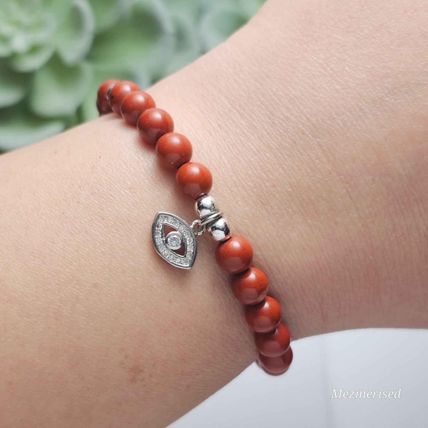 6mm A Grade Red Jasper Bracelet | Gold or Silver