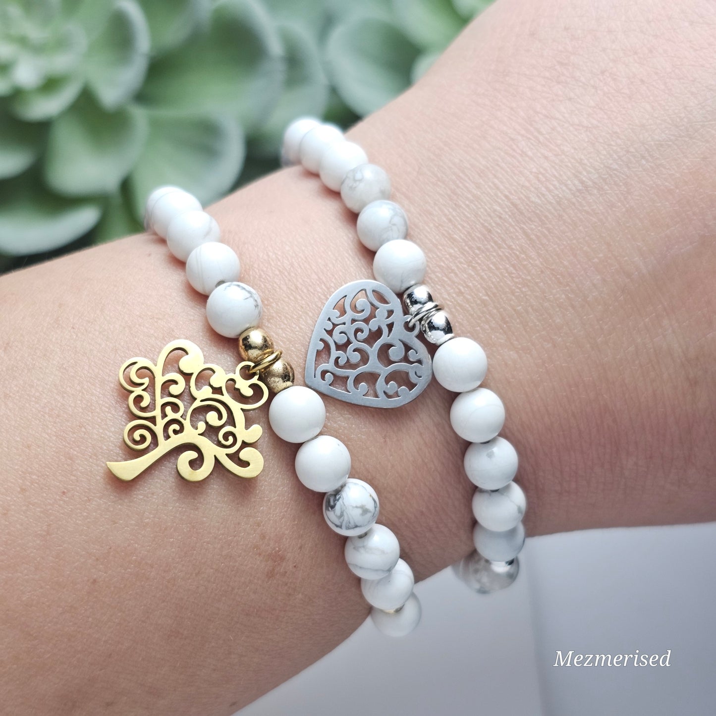 6mm Howlite Bracelet | Gold or Silver