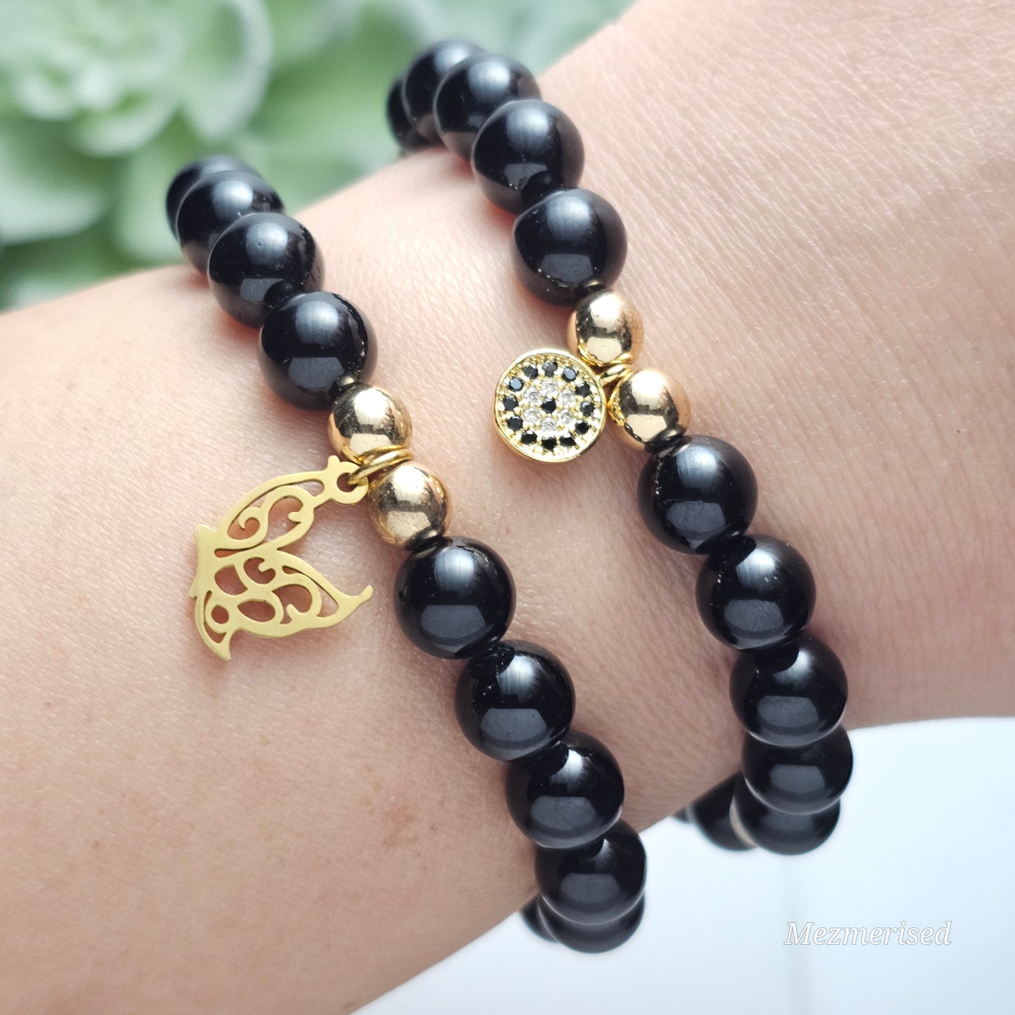 8mm A Grade Black Tourmaline Bracelet | Gold or Silver