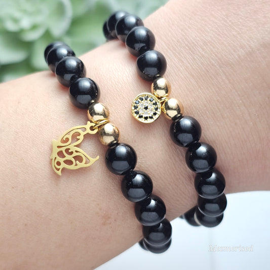 8mm A Grade Black Tourmaline Bracelet | Gold or Silver