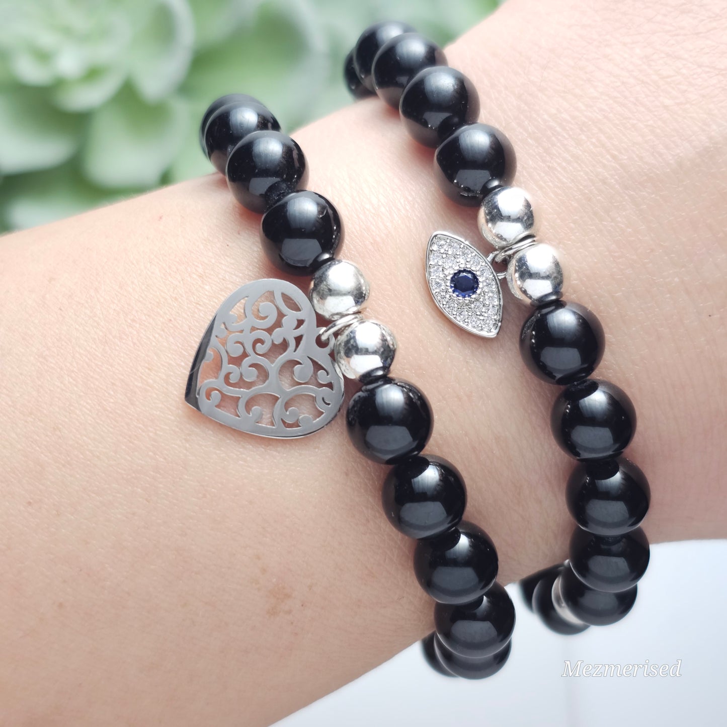 8mm A Grade Black Tourmaline Bracelet | Gold or Silver