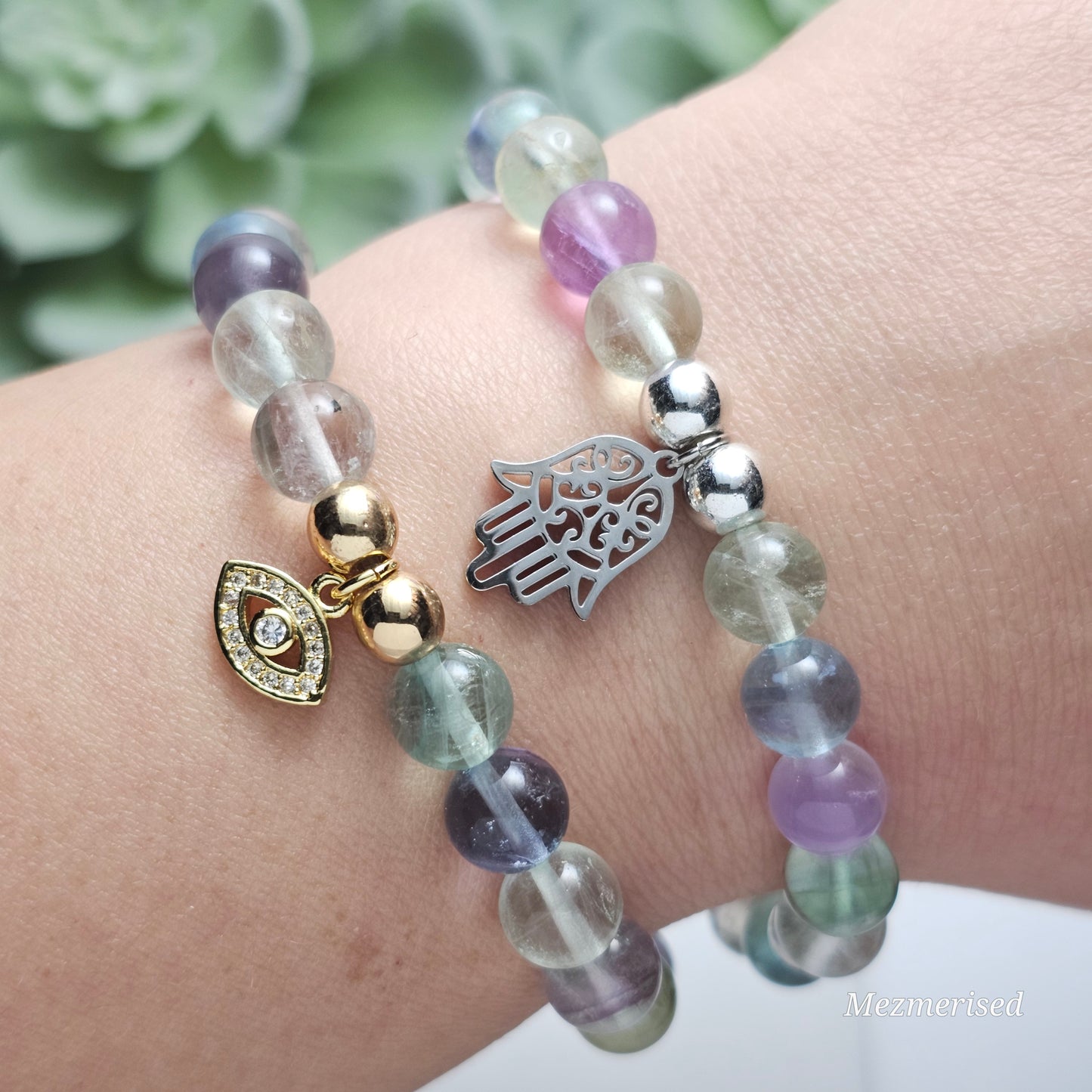 8mm A Grade Fluorite Bracelet | Gold or Silver