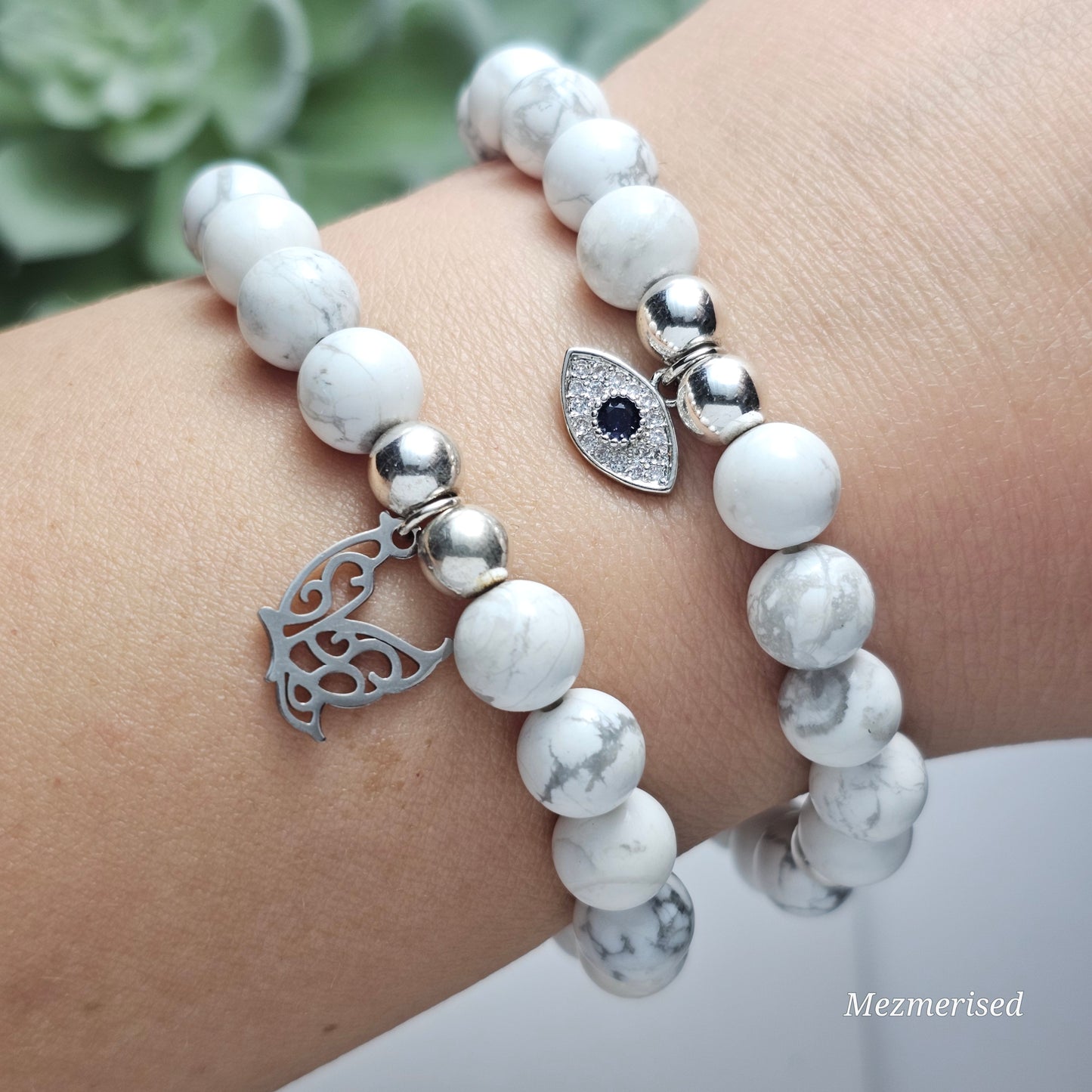 8mm Howlite Bracelet | Gold or Silver