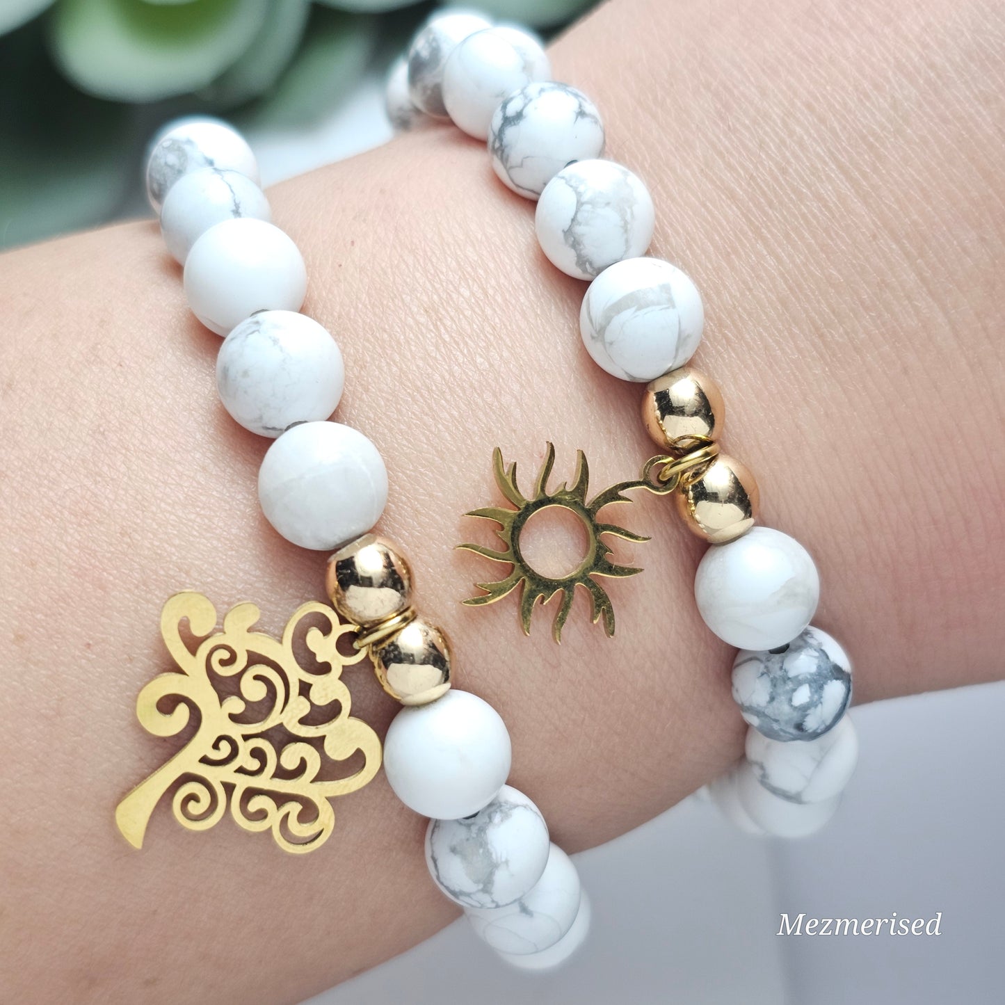 8mm Howlite Bracelet | Gold or Silver