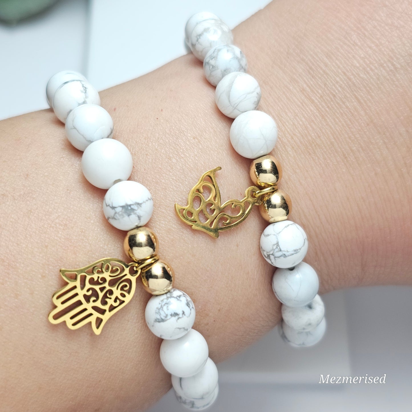 8mm Howlite Bracelet | Gold or Silver