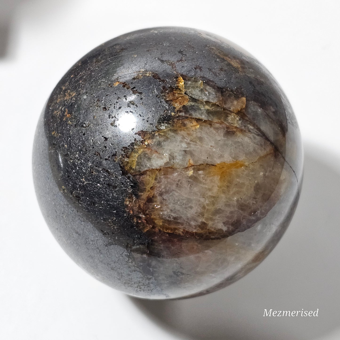 Golden Healer, Fire Quartz and Pyrite fusion sphere