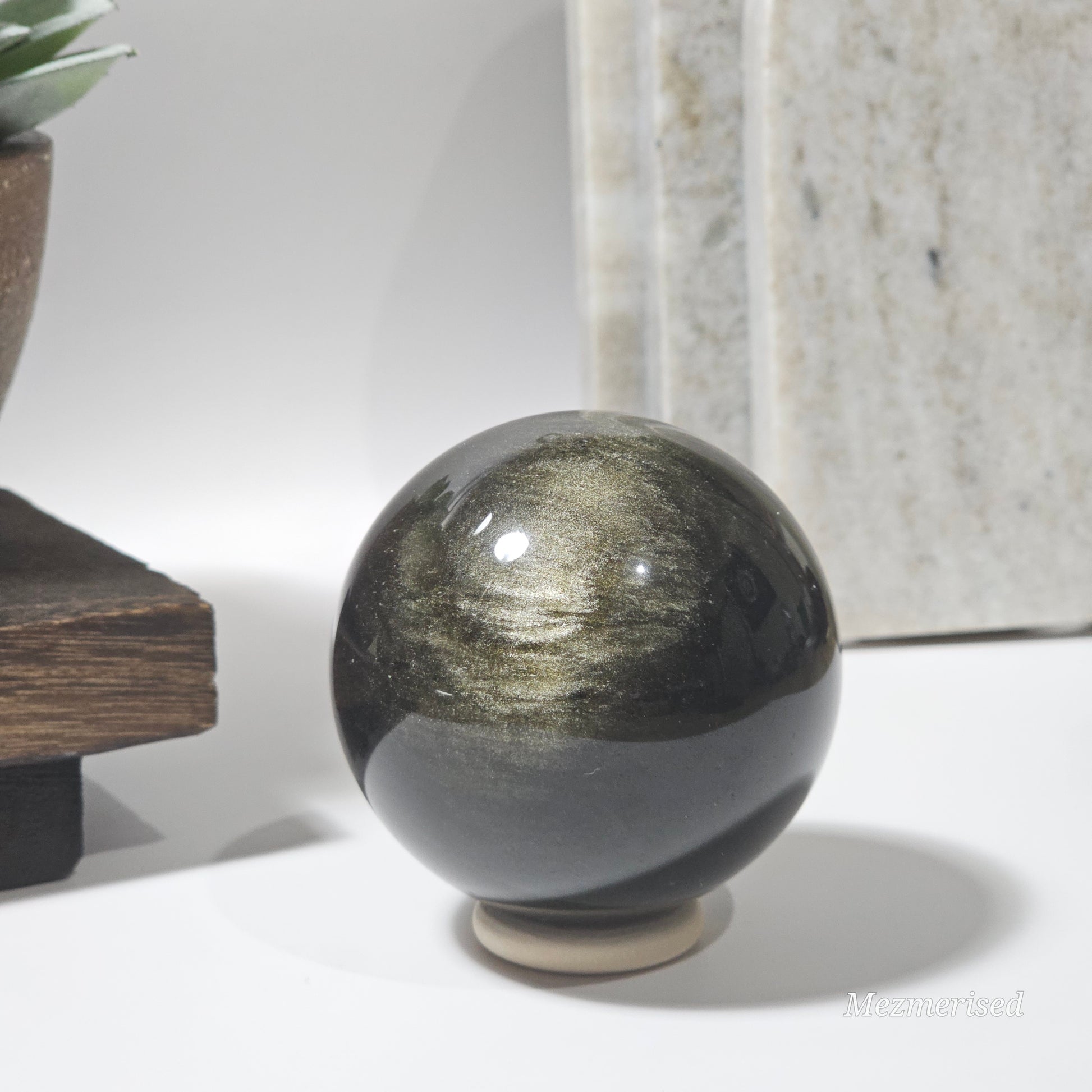 Gold Sheen Obsidian Sphere | 6.3cm diameter