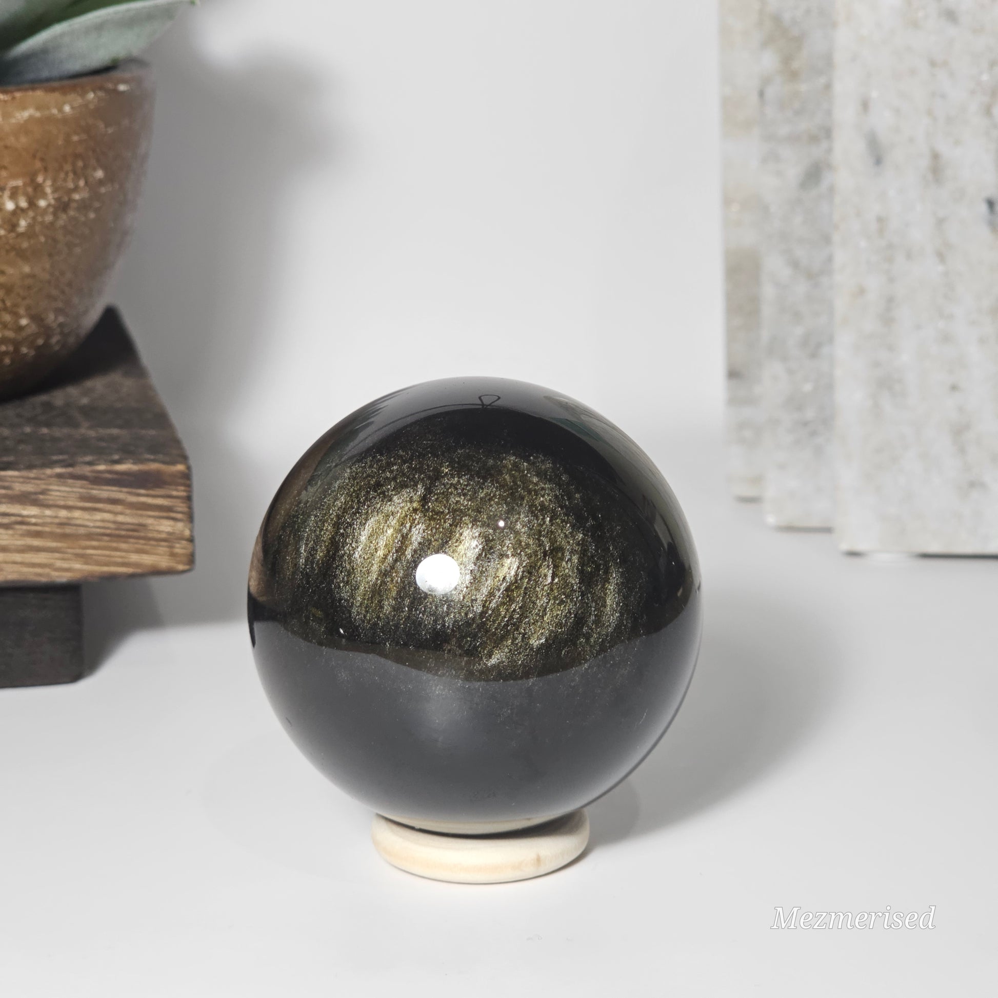 Gold Sheen Obsidian Sphere | 6cm diameter